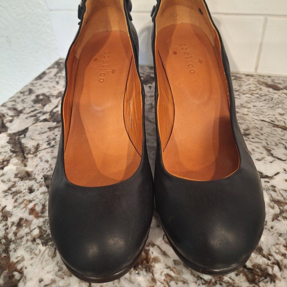 COCLICO Wedge black leather Flats size 37.5